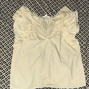 THML Cream Ruffled Cap Sleeve Blouse